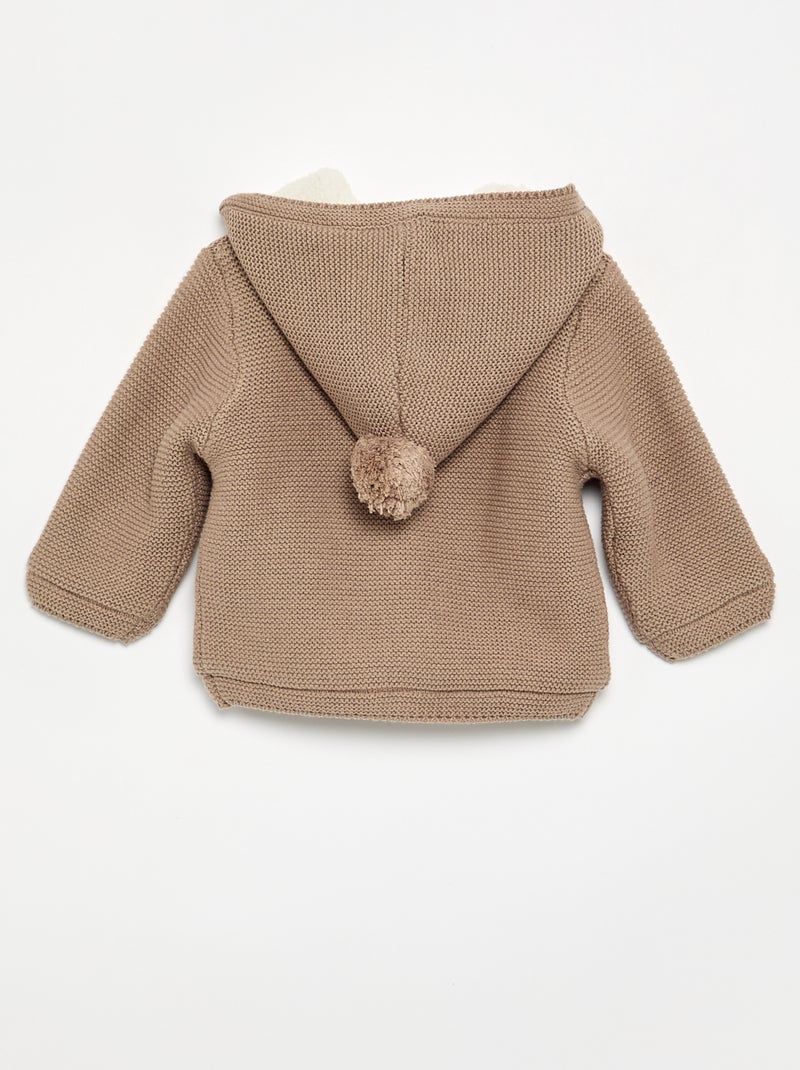 Cardigan em ponto musgo forrado com capuz Bege - Kiabi