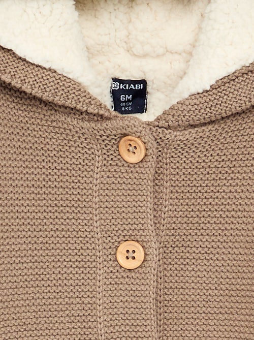 Cardigan em ponto musgo forrado com capuz - Kiabi