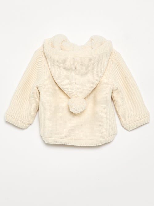 Cardigan em ponto musgo forrado com capuz - Kiabi