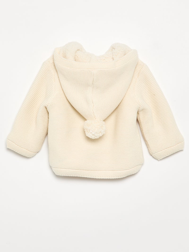 Cardigan em ponto musgo forrado com capuz Branco - Kiabi