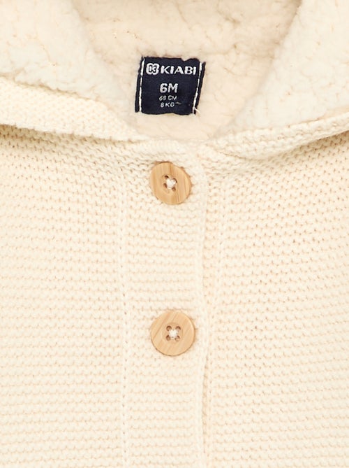 Cardigan em ponto musgo forrado com capuz - Kiabi
