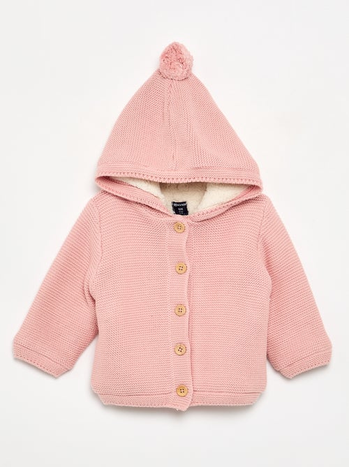 Cardigan em ponto musgo forrado com capuz - Kiabi