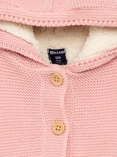 Cardigan em ponto musgo forrado com capuz - Kiabi