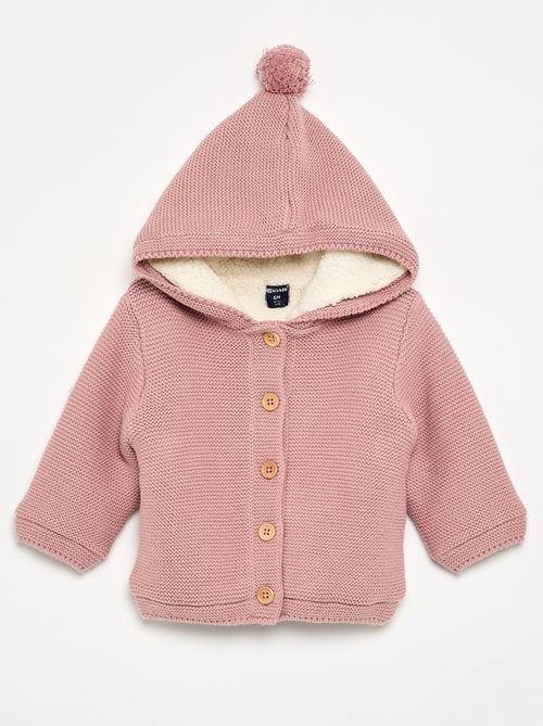 Cardigan em ponto musgo forrado com capuz - Kiabi