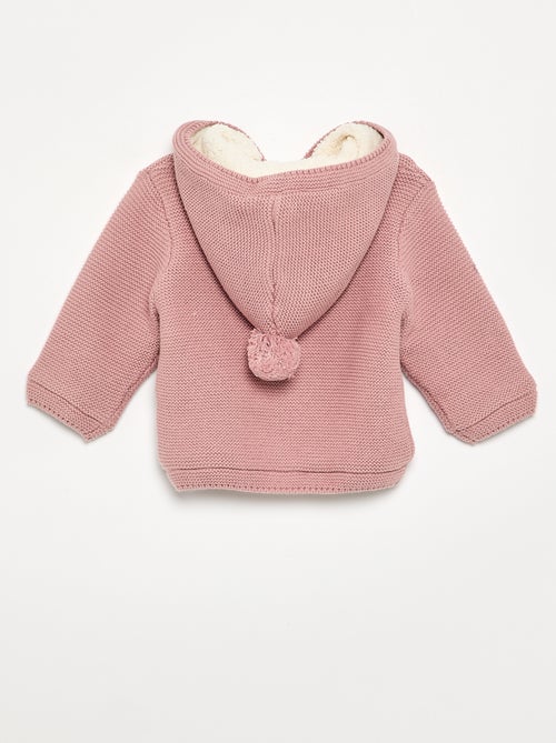 Cardigan em ponto musgo forrado com capuz - Kiabi