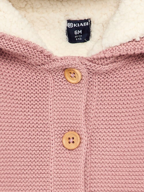 Cardigan em ponto musgo forrado com capuz - Kiabi