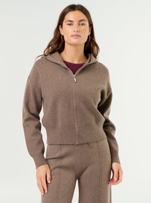 Cardigan em tecido otomano com capuz - Kiabi Cardigan em tecido otomano com capuz - Kiabi