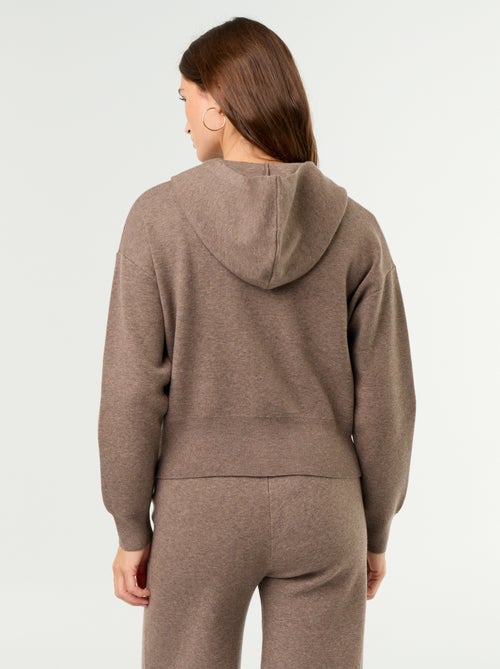 Cardigan em tecido otomano com capuz - Kiabi Cardigan em tecido otomano com capuz - Kiabi