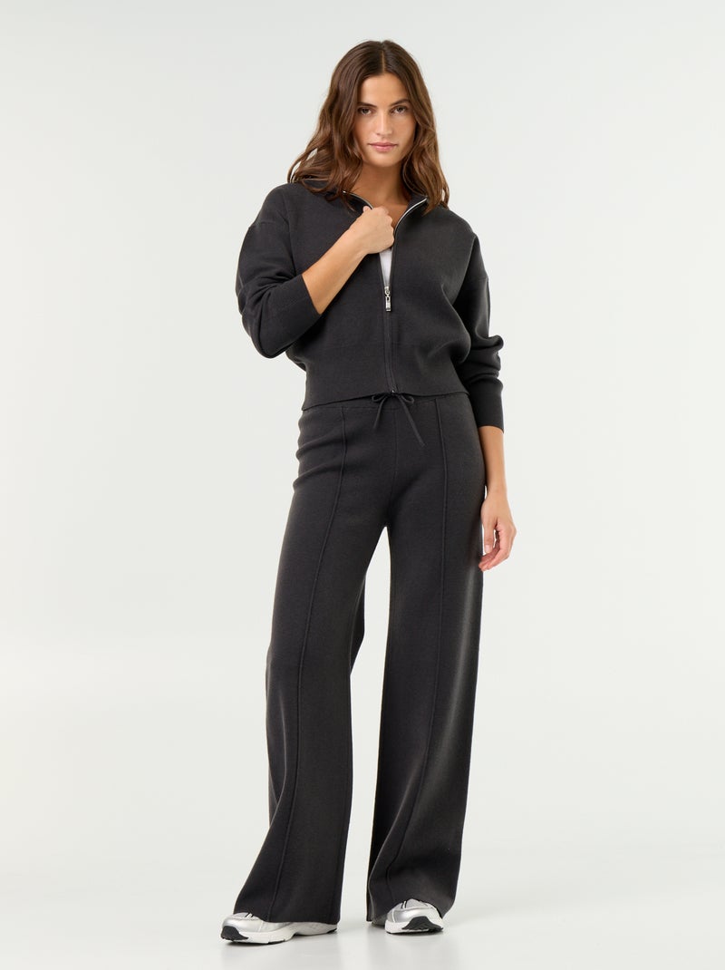 Cardigan em tecido otomano com capuz Preto - Kiabi