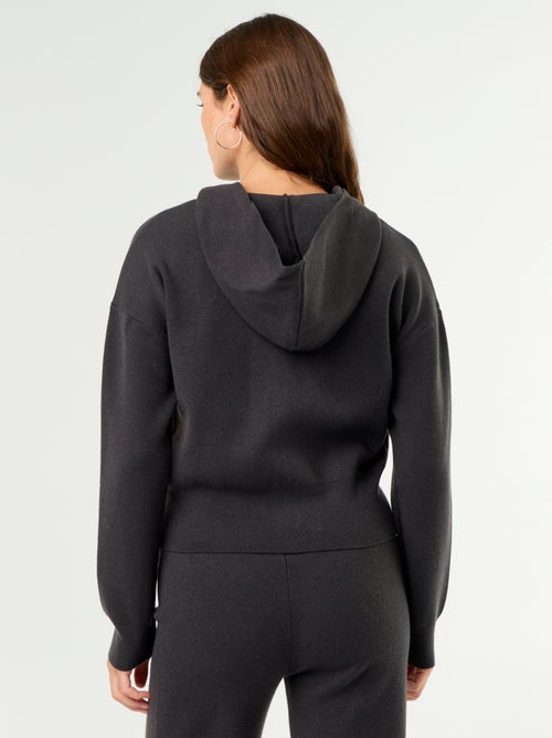 Cardigan em tecido otomano com capuz - Kiabi Cardigan em tecido otomano com capuz - Kiabi