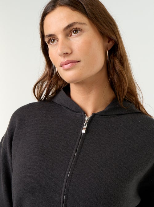 Cardigan em tecido otomano com capuz - Kiabi Cardigan em tecido otomano com capuz - Kiabi