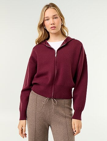 Cardigan em tecido otomano com capuz