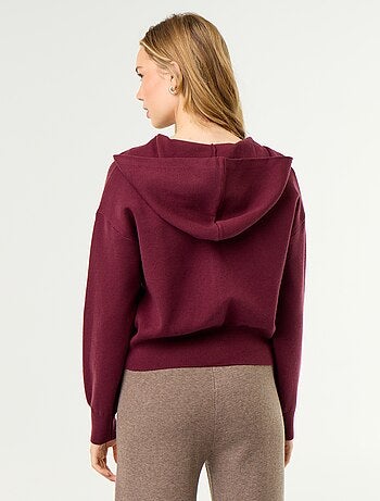 Cardigan em tecido otomano com capuz