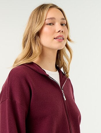 Cardigan em tecido otomano com capuz