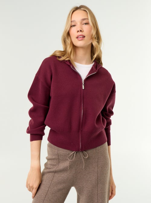 Cardigan em tecido otomano com capuz - Kiabi Cardigan em tecido otomano com capuz - Kiabi