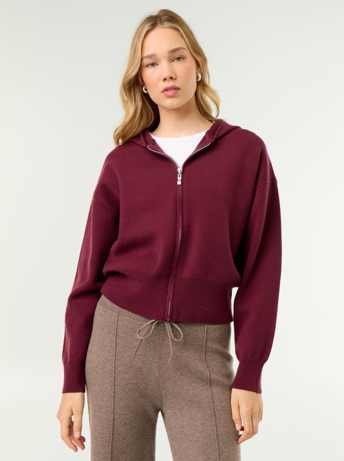 Cardigan em tecido otomano com capuz - Kiabi Cardigan em tecido otomano com capuz - Kiabi