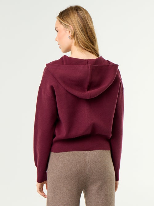 Cardigan em tecido otomano com capuz - Kiabi Cardigan em tecido otomano com capuz - Kiabi