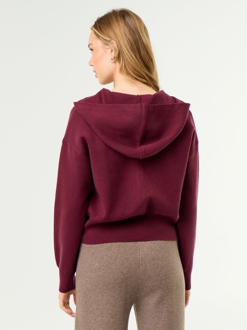 Cardigan em tecido otomano com capuz Rosa - Kiabi
