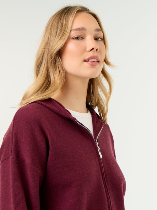 Cardigan em tecido otomano com capuz - Kiabi Cardigan em tecido otomano com capuz - Kiabi