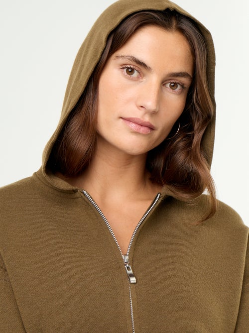 Cardigan em tecido otomano com capuz - Kiabi Cardigan em tecido otomano com capuz - Kiabi