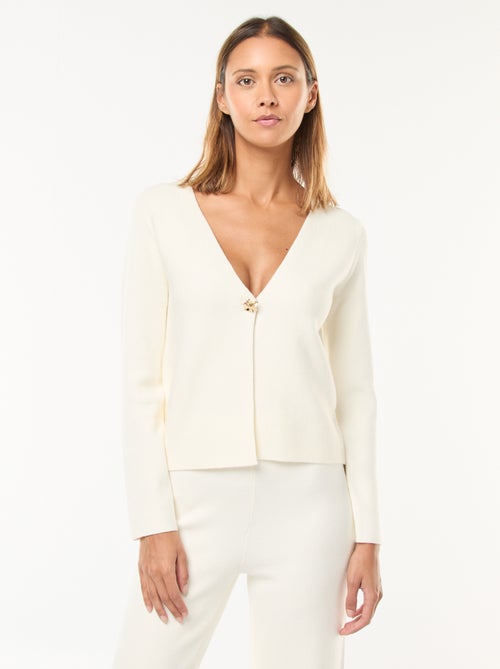 Cardigan em Tricô Ottoman - Kiabi
