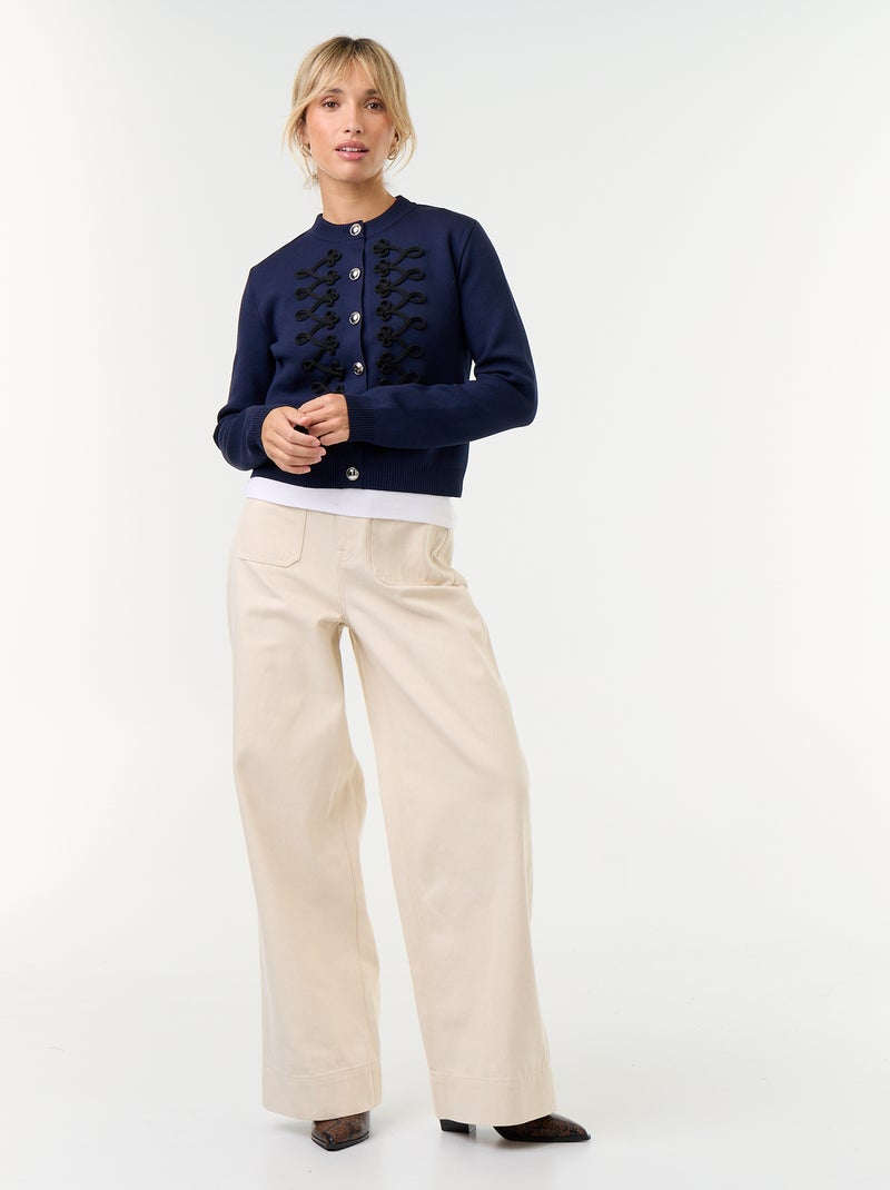 Cardigan estilo militar com galões decorativos Azul - Kiabi