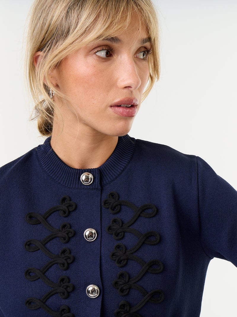 Cardigan estilo militar com galões decorativos Azul - Kiabi