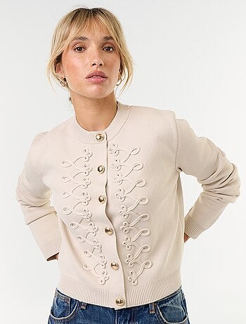 Cardigan estilo militar com galões decorativos