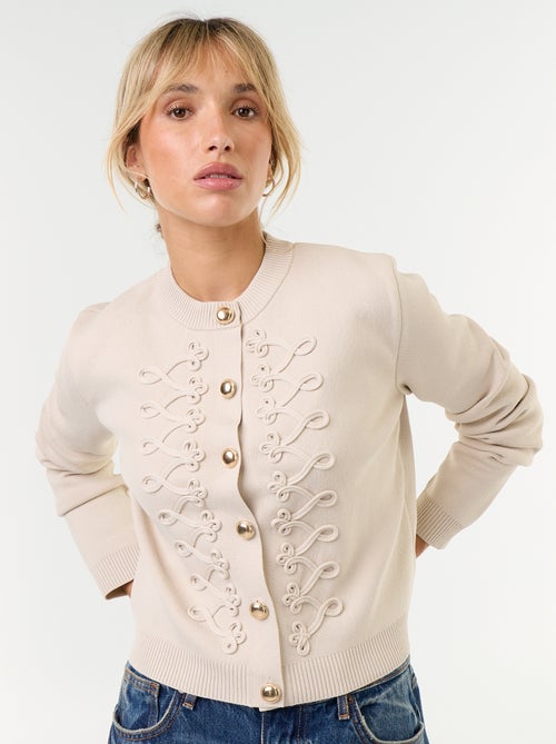 Cardigan estilo militar com galões decorativos - Kiabi