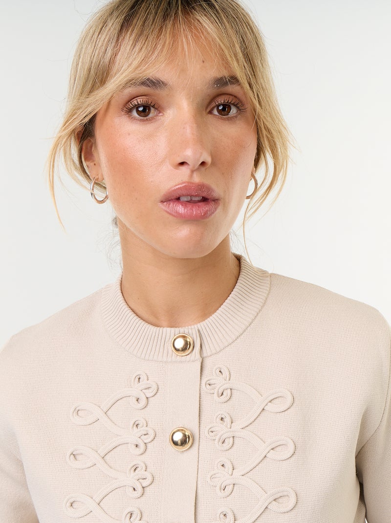Cardigan estilo militar com galões decorativos Bege - Kiabi
