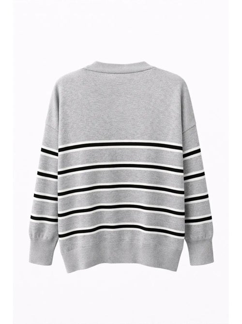 Cardigan feminino às riscas com decote em v mixray - Kiabi