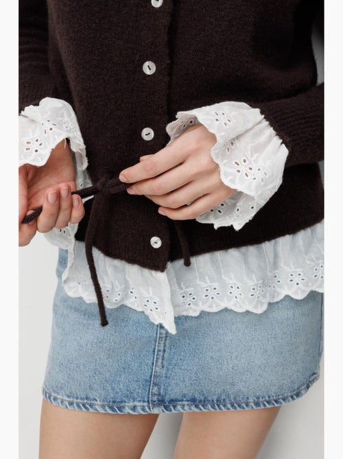 Cardigan feminino com gola redonda e botões mixray - Kiabi