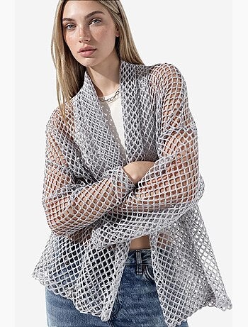 Cardigan feminino em mistura de algodão busem
