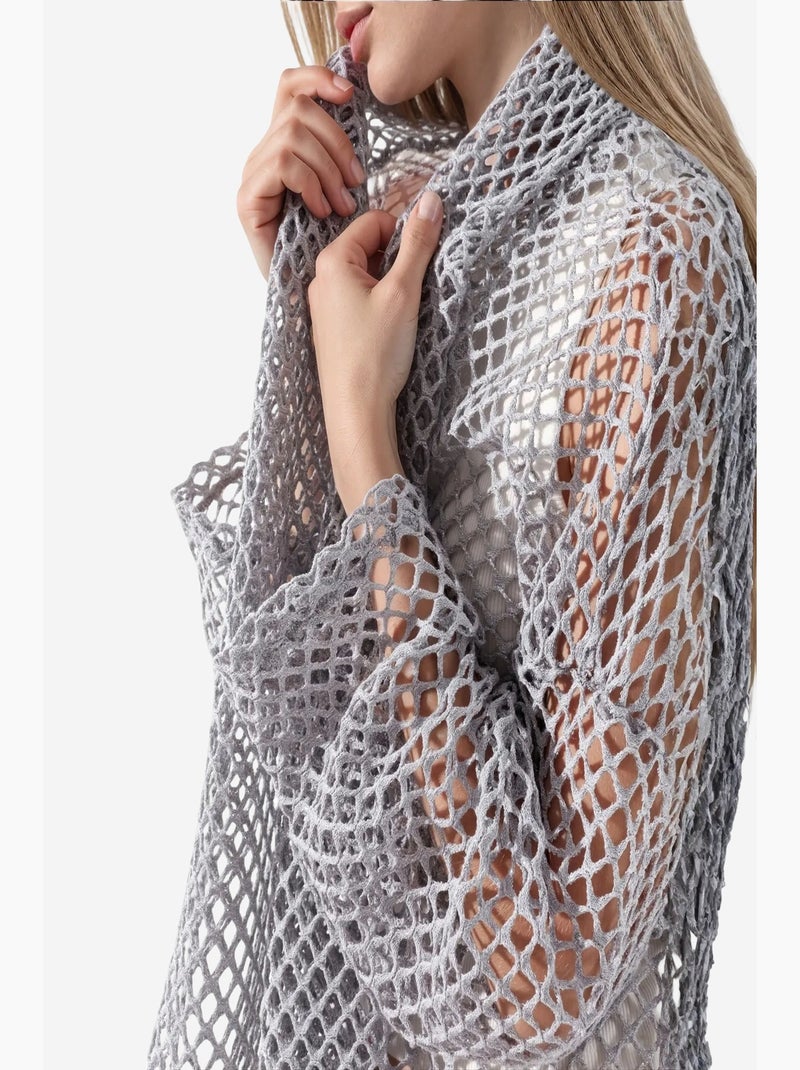 Cardigan feminino em mistura de algodão busem Cinza claro - Kiabi