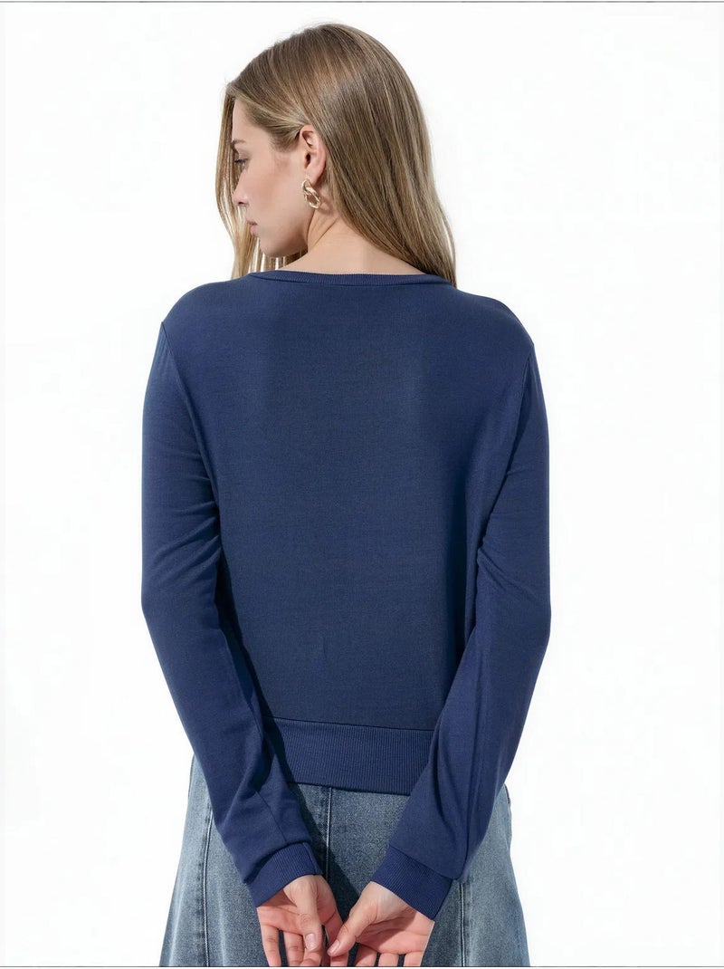 Cardigan feminino em mistura de viscose busem Azul-marinho - Kiabi