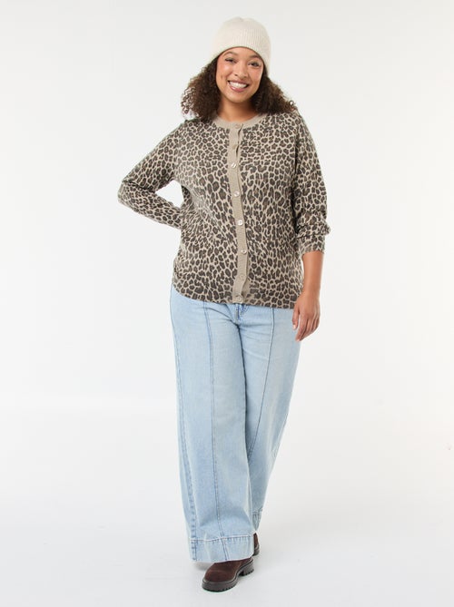 Cardigan fino com estampado de leopardo - Kiabi Cardigan fino com estampado de leopardo - Kiabi