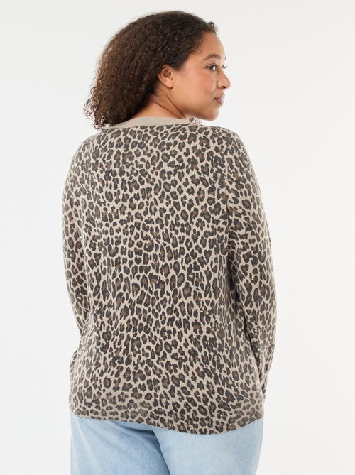 Cardigan fino com estampado de leopardo - Kiabi Cardigan fino com estampado de leopardo - Kiabi