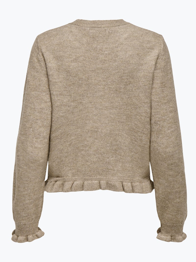 Cardigan fino com folhos fantasia 'JDY' Bege - Kiabi