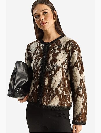 Cardigan jacquard com padrão, manga comprida e botões lucci