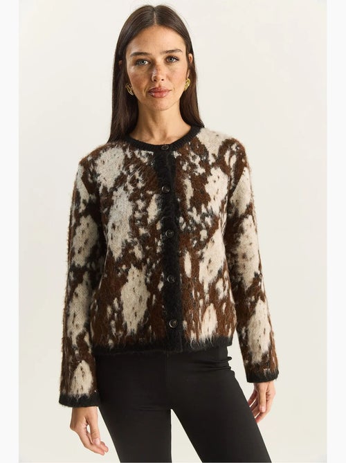 Cardigan jacquard com padrão, manga comprida e botões lucci - Kiabi Cardigan jacquard com padrão, manga comprida e botões lucci - Kiabi