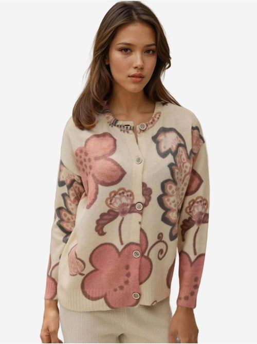 Cardigan Jacquard Flores - Kiabi