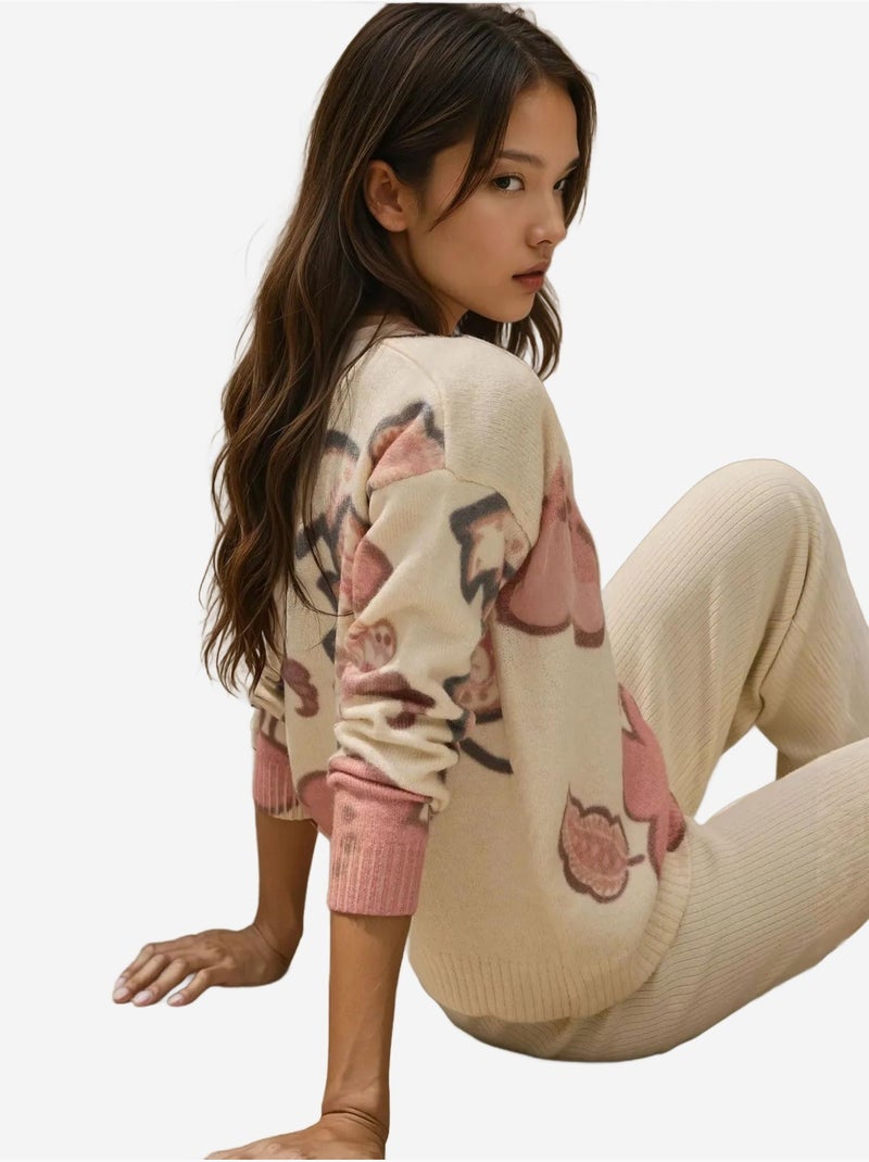 Cardigan Jacquard Flores Marfim - Kiabi