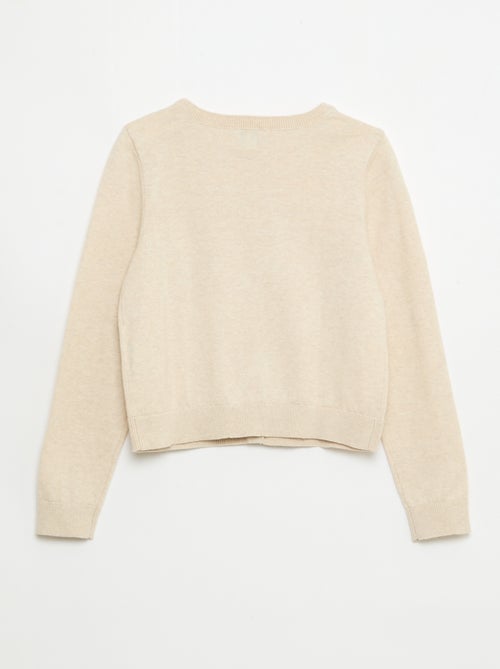 Cardigan leve de gola redonda liso - Kiabi