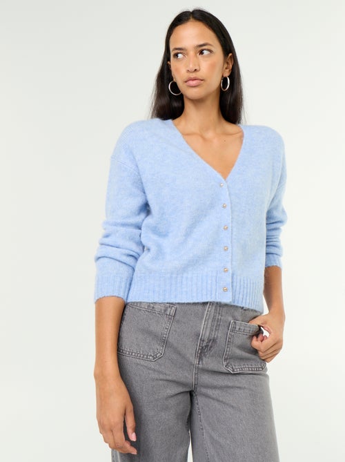 Cardigan liso abotoado em malha grossa - Kiabi Cardigan liso abotoado em malha grossa - Kiabi