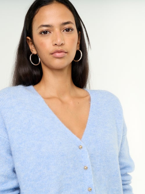Cardigan liso abotoado em malha grossa - Kiabi Cardigan liso abotoado em malha grossa - Kiabi