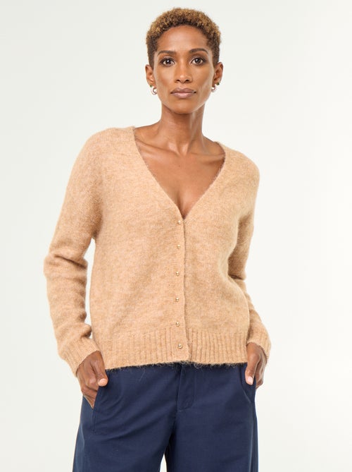 Cardigan liso abotoado em malha grossa - Kiabi Cardigan liso abotoado em malha grossa - Kiabi