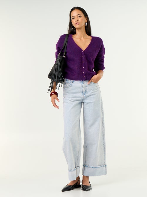 Cardigan liso abotoado em malha grossa - Kiabi Cardigan liso abotoado em malha grossa - Kiabi