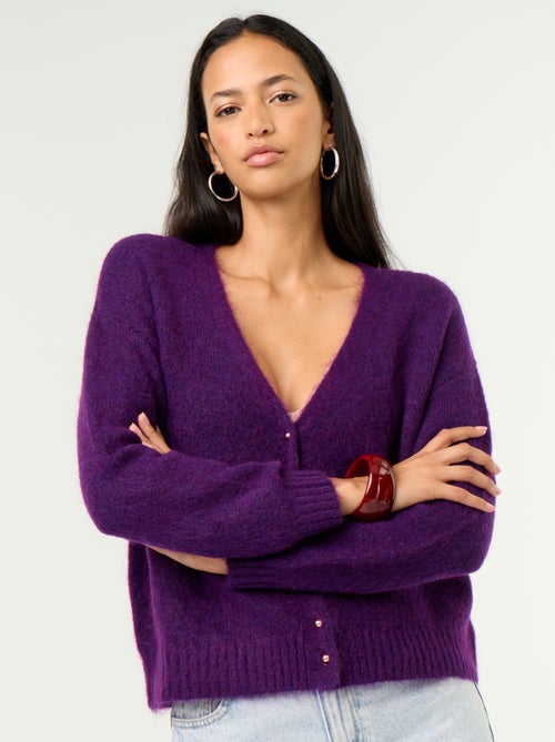 Cardigan liso abotoado em malha grossa - Kiabi Cardigan liso abotoado em malha grossa - Kiabi
