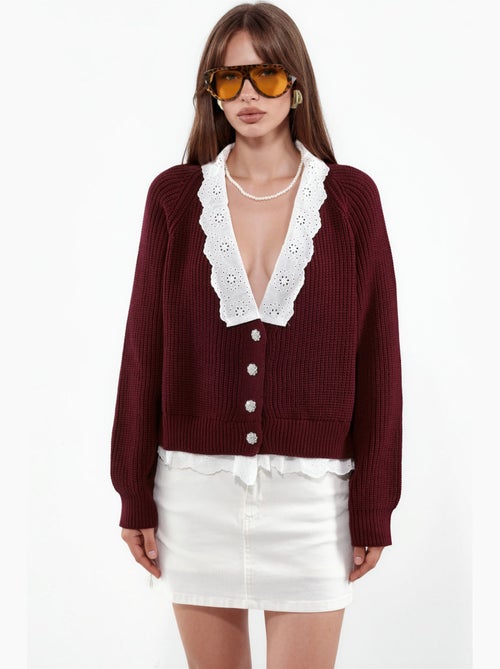 Cardigan liso com decote em v e botões hiccup - Kiabi Cardigan liso com decote em v e botões hiccup - Kiabi