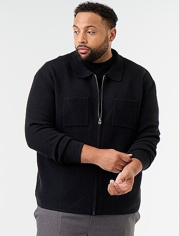 Cardigan liso com gola de camisa